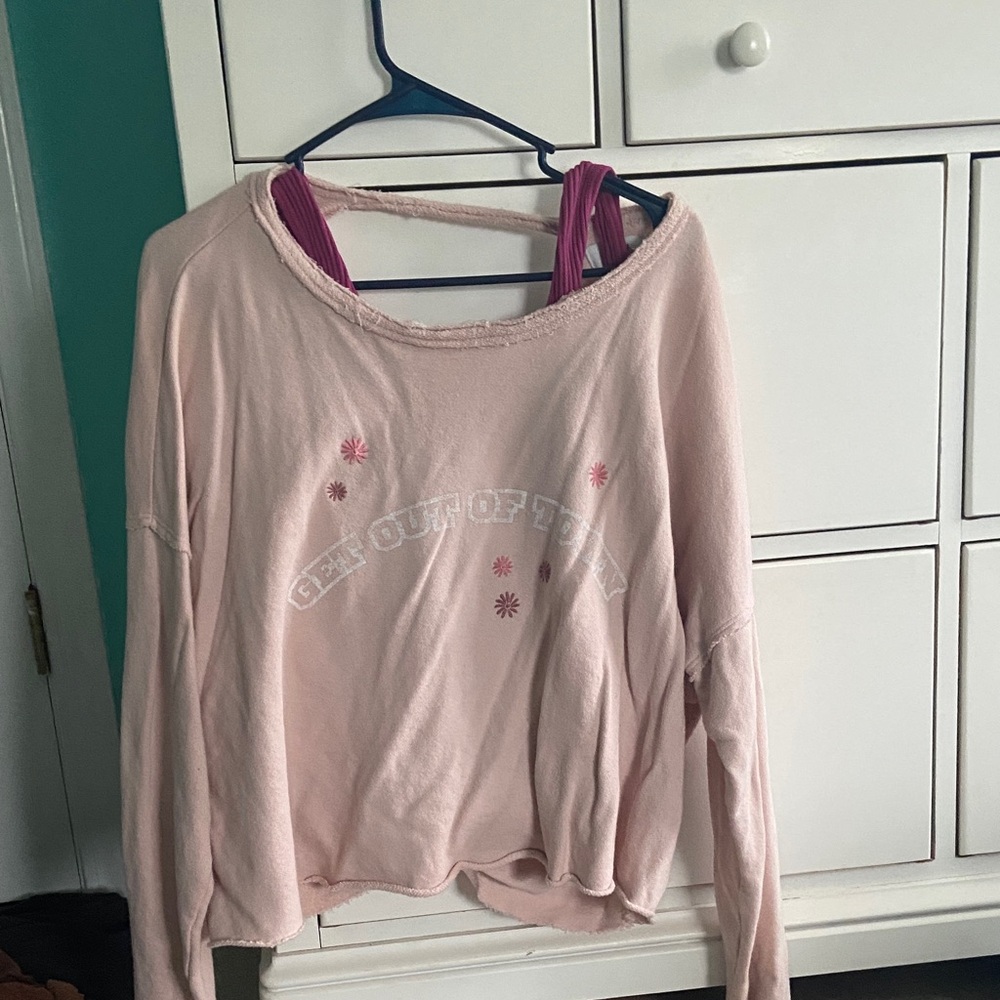 Pink Graphic Sweatshirt Aerie with colored tank top (not from aerie but match)